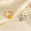 Wholesale Ladies Stainless Steel Shell Ring With Animal And Zodiac Pattern 18K Gold Plated