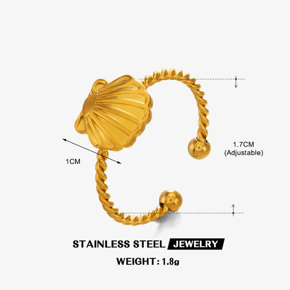 Wholesale Ladies Stainless Steel Shell Ring With Animal And Zodiac Pattern 18K Gold Plated