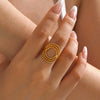Wholesale Ladies' Stainless Steel Simple Hollow Round Geometric Ring With Electroplating