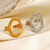 Wholesale Ladies Stainless Steel Simple Style Irregular Oval Geometric Ring With Electroplating Design