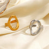 Wholesale Ladies Stainless Steel Simple Style Irregular Oval Geometric Ring With Electroplating Design
