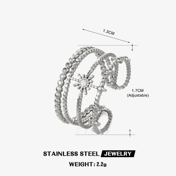 Wholesale Ladies Stainless Steel Star Ring With 18K Gold Plated Electroplating
