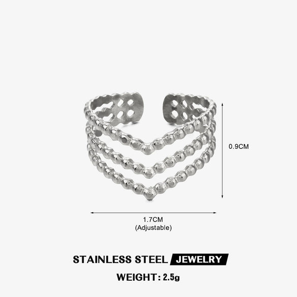 Wholesale Ladies Stainless Steel Vshaped Ring With Electroplating Personality Hip Hop Style Letters Numbers Text Pattern