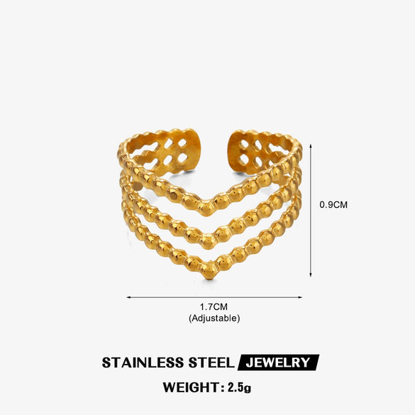 Wholesale Ladies Stainless Steel Vshaped Ring With Electroplating Personality Hip Hop Style Letters Numbers Text Pattern