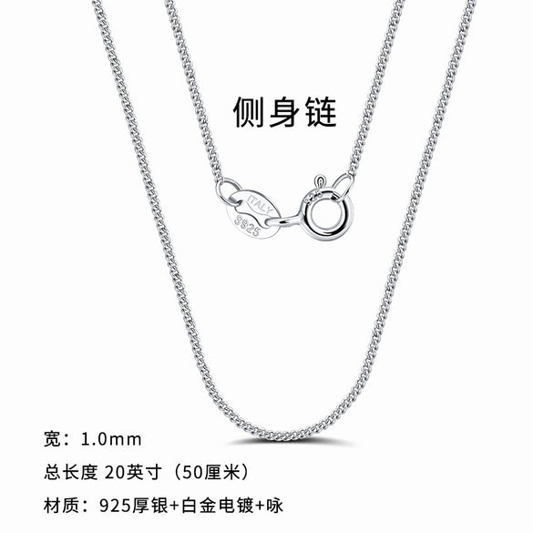 Wholesale Ladies 925 Sterling Silver Geometric Side Chain Necklace With Electroplating