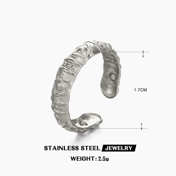 Wholesale Ladies Titanium Stainless Steel Flower Electroplated Ring Simple Hip Hop Niche Design