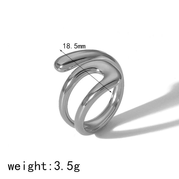 Wholesale Ladies Titanium Steel Geometric Irregular Opening Adjustable Ring With Electroplating