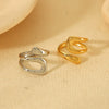 Wholesale Ladies Titanium Steel Geometric Irregular Opening Adjustable Ring With Electroplating