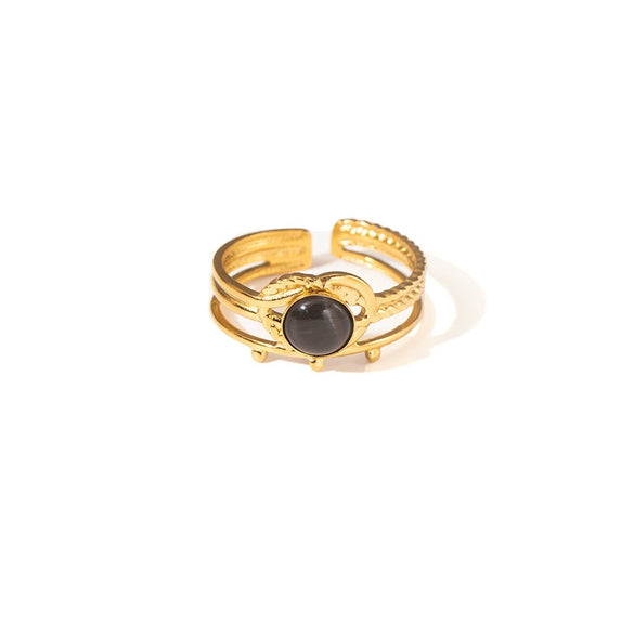 Wholesale Ladies Titanium Steel Geometric Multi Layer Ring With 18K Gold Plating And Retro Style