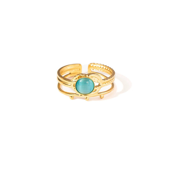 Wholesale Ladies Titanium Steel Geometric Multi Layer Ring With 18K Gold Plating And Retro Style