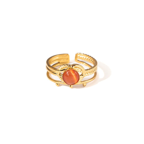 Wholesale Ladies Titanium Steel Geometric Multi Layer Ring With 18K Gold Plating And Retro Style