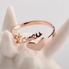 Wholesale Ladies Titanium Steel Heart Shaped Opening Ring With Rhombus Pattern And Electroplating Treatment
