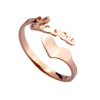 Wholesale Ladies Titanium Steel Heart Shaped Opening Ring With Rhombus Pattern And Electroplating Treatment