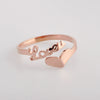 Wholesale Ladies Titanium Steel Heart Shaped Opening Ring With Rhombus Pattern And Electroplating Treatment