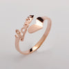 Wholesale Ladies Titanium Steel Heart Shaped Opening Ring With Rhombus Pattern And Electroplating Treatment