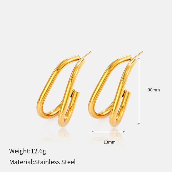 Wholesale Ladies Ushaped Geometric Ins Style 18K Gold Electroplated Stainless Steel Earrings