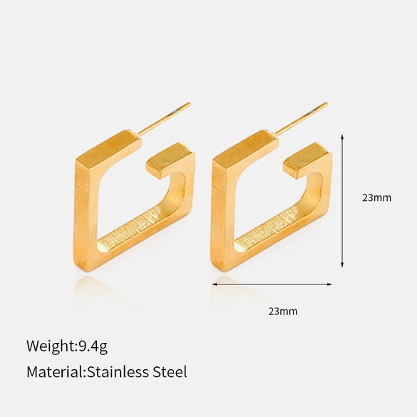 Wholesale Ladies Ushaped Geometric Ins Style 18K Gold Electroplated Stainless Steel Earrings
