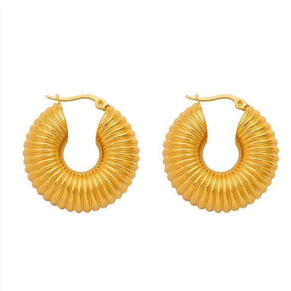 Wholesale Ladies Ushaped Geometric Titanium Steel Earrings With 18K Real Gold Electroplating
