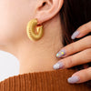Wholesale Ladies Ushaped Geometric Titanium Steel Earrings With 18K Real Gold Electroplating