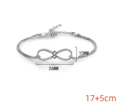 Wholesale Lady Modern Style Sweet Bow Knot Copper Plating Inlay White Gold Plated Zircon Bracelets