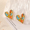 Wholesale Lady Style Sweet Love Stainless Steel Heartshaped Earrings Gold Plated For Women