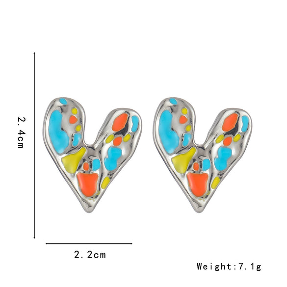 Wholesale Lady Style Sweet Love Stainless Steel Heartshaped Earrings Gold Plated For Women