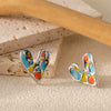 Wholesale Lady Style Sweet Love Stainless Steel Heartshaped Earrings Gold Plated For Women