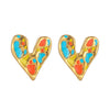 Wholesale Lady Style Sweet Love Stainless Steel Heartshaped Earrings Gold Plated For Women