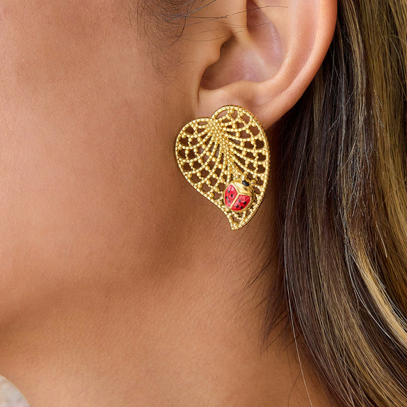 Wholesale Ladybug Insect Shape Electroplated Stainless Steel Earrings For Women Ins Style Jewelry