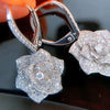 Wholesale Lady's Copper Geometric And Flower Earrings With Microencrusted Diamond Zircon