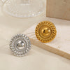 Wholesale Lady's Exaggerated Retro Geometric Round Open Stainless Steel Electroplated Ring Accessories