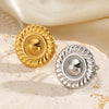Wholesale Lady's Exaggerated Retro Geometric Round Open Stainless Steel Electroplated Ring Accessories