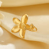 Wholesale Lady's Exquisite Flower Shaped Stainless Steel Hip Hop Ring With Electroplating