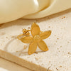 Wholesale Lady's Exquisite Flower Shaped Stainless Steel Hip Hop Ring With Electroplating