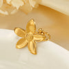 Wholesale Lady's Exquisite Flower Shaped Stainless Steel Hip Hop Ring With Electroplating