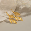Wholesale Lady's Fresh Elegant Leaf Geometric Stainless Steel Earrings With Electroplating Jewelry