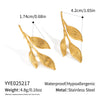 Wholesale Lady's Fresh Elegant Leaf Geometric Stainless Steel Earrings With Electroplating Jewelry