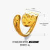 Wholesale Lady's Geometric Hammer Pattern Stainless Steel And Resin Ring With Electroplating
