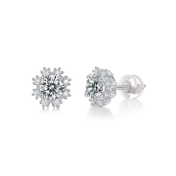 Wholesale Lady's Geometric Inlaid Moissanite 925 Silver Earrings
