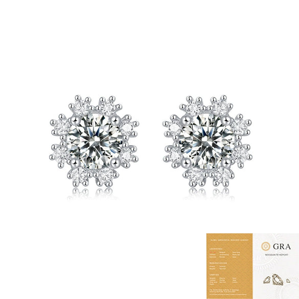 Wholesale Lady's Geometric Inlaid Moissanite 925 Silver Earrings