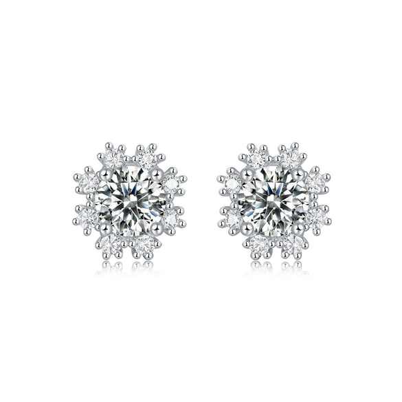 Wholesale Lady's Geometric Inlaid Moissanite 925 Silver Earrings