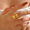 Wholesale Lady's Geometric Stainless Steel Electroplated Wing Ring