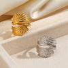 Wholesale Lady's Geometric Stainless Steel Electroplated Wing Ring