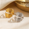 Wholesale Lady's Geometric Stainless Steel Electroplated Wing Ring