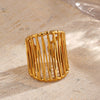 Wholesale Lady's Geometric Stainless Steel Exaggerated Thick Line Hip Hop Opening Adjustable Ring With 18K Gold Plated Electroplating