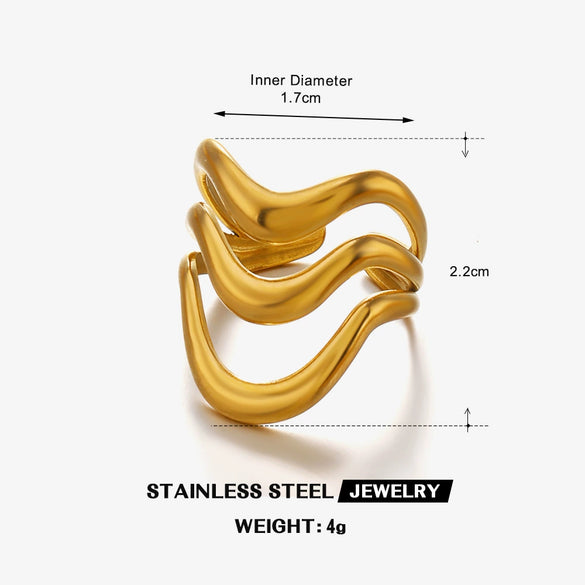 Wholesale Lady's Geometric Stainless Steel Gold Plated Opening Ring