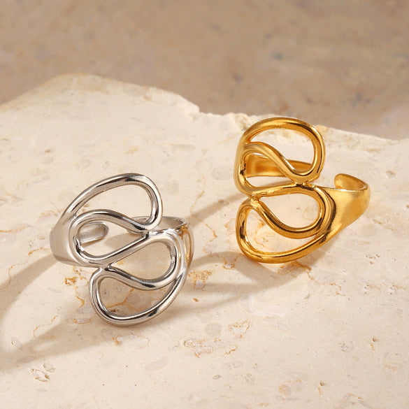Wholesale Lady's Geometric Stainless Steel 18K Goldplated Ring