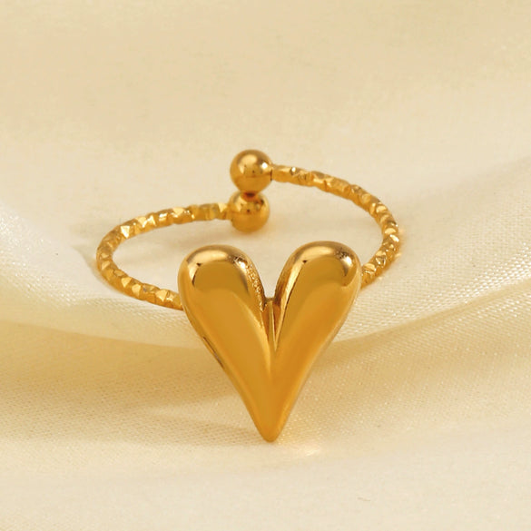 Wholesale Lady's Heartshaped Stainless Steel Ring With Electroplating
