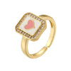 Wholesale Lady's Hiphop Style Copper Ring With Oil Dripping Process And Heartshaped Geometric Pattern