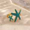 Wholesale Lady's Minimalist Stainless Steel Geometric Starfish Ring With Electroplating And Marine Element